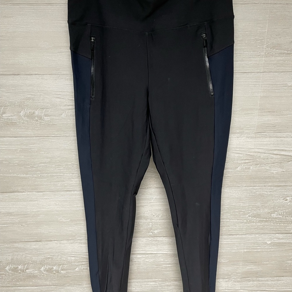 Athleta Black and Navy Side-Panel Leggings